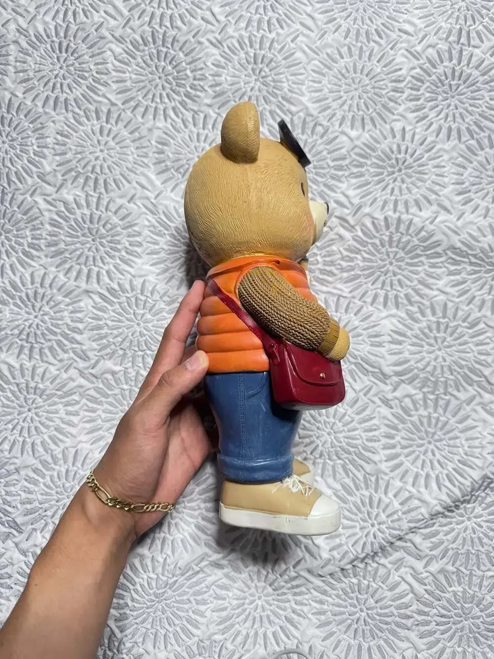 Fall Autumn Resin Bear Wearing Sunglasses Holding Coffee Cup 12” Figurine